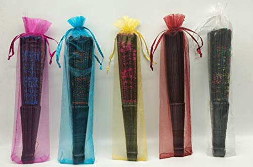 Ankirol 100pcs Sheer Organza Fan Bags 24X106 INCH Folding Fan Organza Gift Bag Gift Pouch with Drawstring Silk Pouches for Hand Fans mix - Image 5