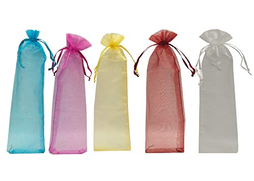 Ankirol 100pcs Sheer Organza Fan Bags 24X106 INCH Folding Fan Organza Gift Bag Gift Pouch with Drawstring Silk Pouches for Hand Fans mix - Image 2