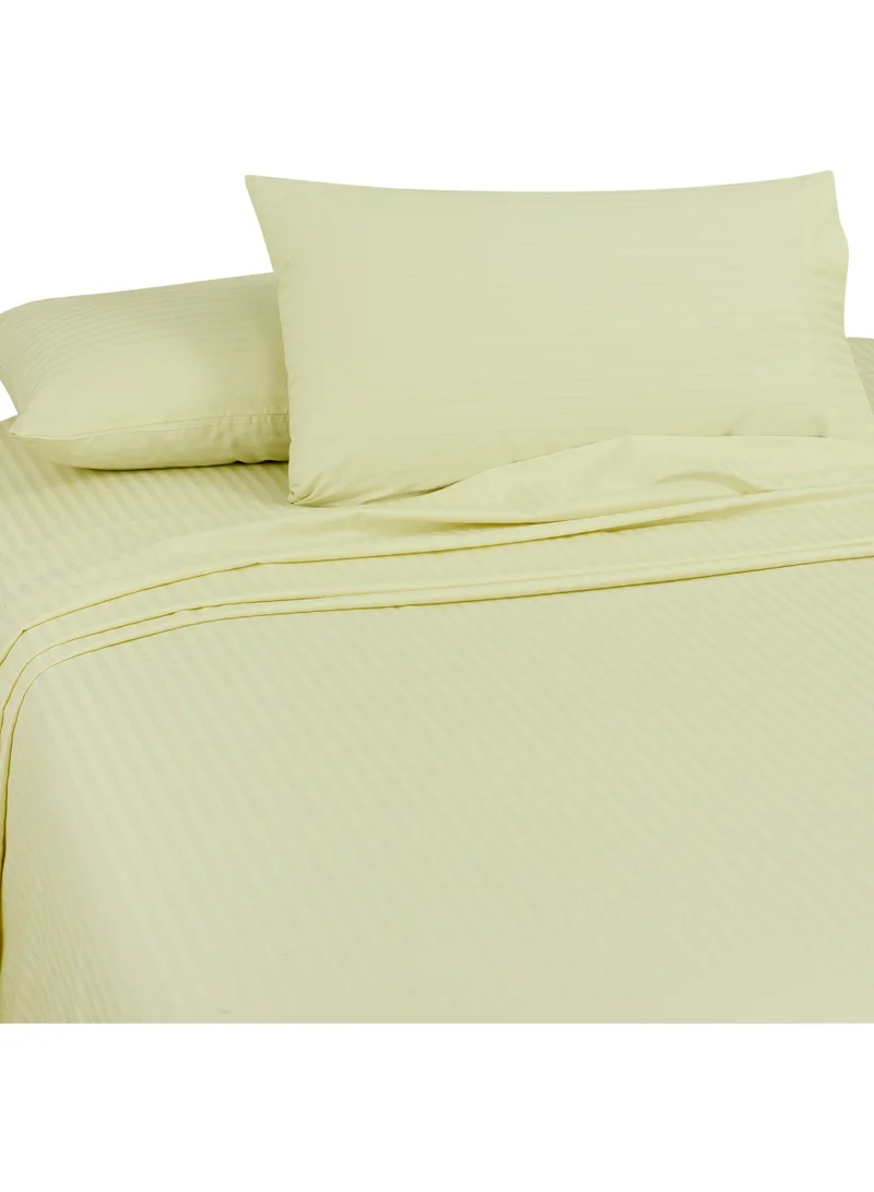 Bliss Casa Bliss Casa 2 Pieces 1cm Stripe Bed Sheets Twin (100x200+30 cm) - Soft Satin Sheet Set with Pillowcases - Deep Pocket, Hotel Collection, Luxury Bedding Set include 1 fitted Sheet, 1 Pillowcase -Cream
