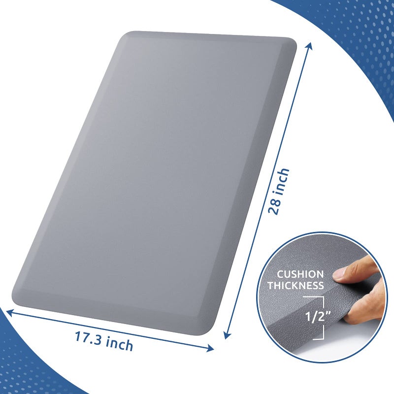 KitchenClouds Kitchen Mat Cushioned Anti Fatigue Rug 17.3"x28" Waterproof Non Slip Standing Desk Mat Comfort Floor Mats for Kitchen House Sink Office (Grey) - Image 2