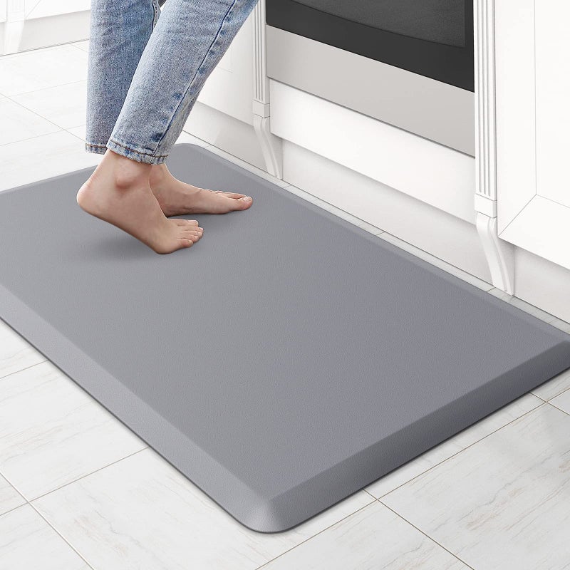 KitchenClouds Kitchen Mat Cushioned Anti Fatigue Rug 17.3"x28" Waterproof Non Slip Standing Desk Mat Comfort Floor Mats for Kitchen House Sink Office (Grey) - Image 1