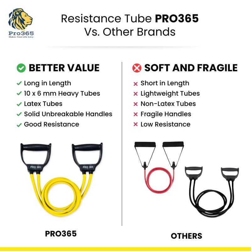PRO365 Resistance Band 30 Kg | Compound Solid Handles | Double Toning Tube | 6 Months Warranty | Toning Bands | Exercise Bands | Home Gym Bands | Physiotherapy Equipment - Image 2