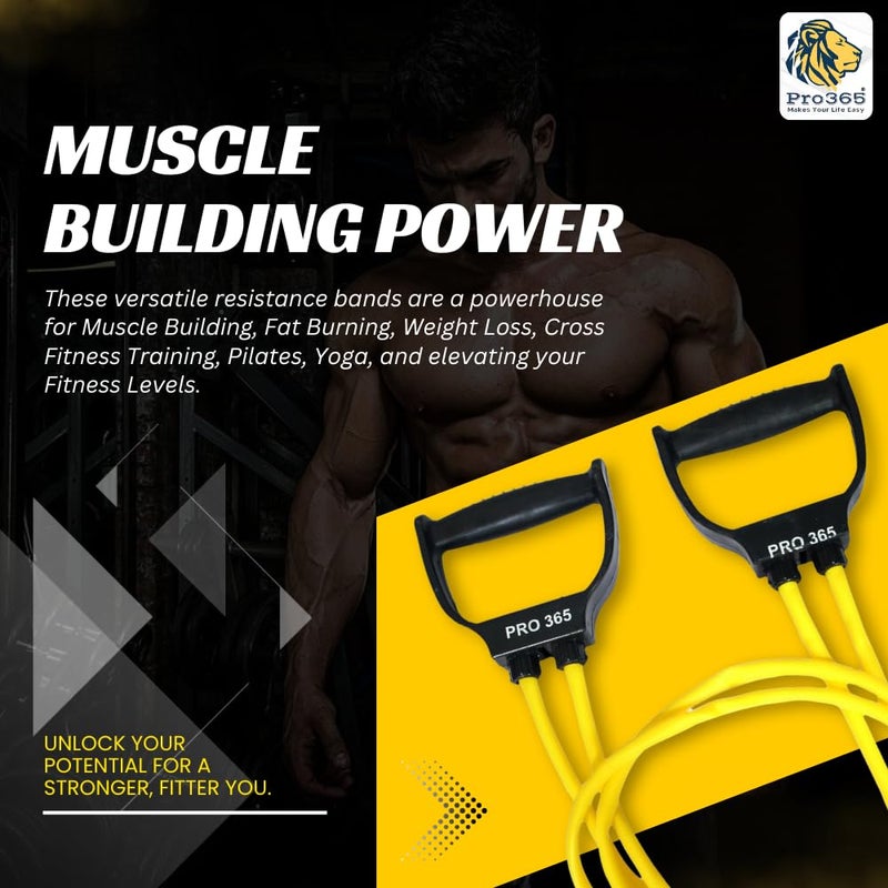 PRO365 Resistance Band 30 Kg | Compound Solid Handles | Double Toning Tube | 6 Months Warranty | Toning Bands | Exercise Bands | Home Gym Bands | Physiotherapy Equipment - Image 3