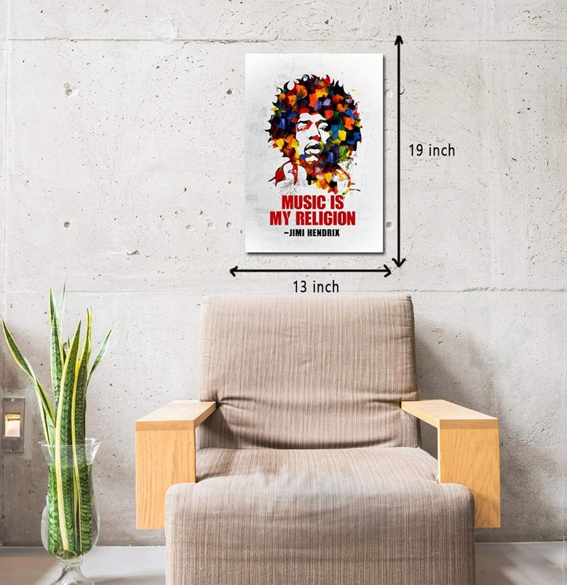 GRAY WALL ALAYRA - Jimi Hendrix Pop Art Poster For Room & Office (13 Inch X 19 Inch, Rolled) - Image 2