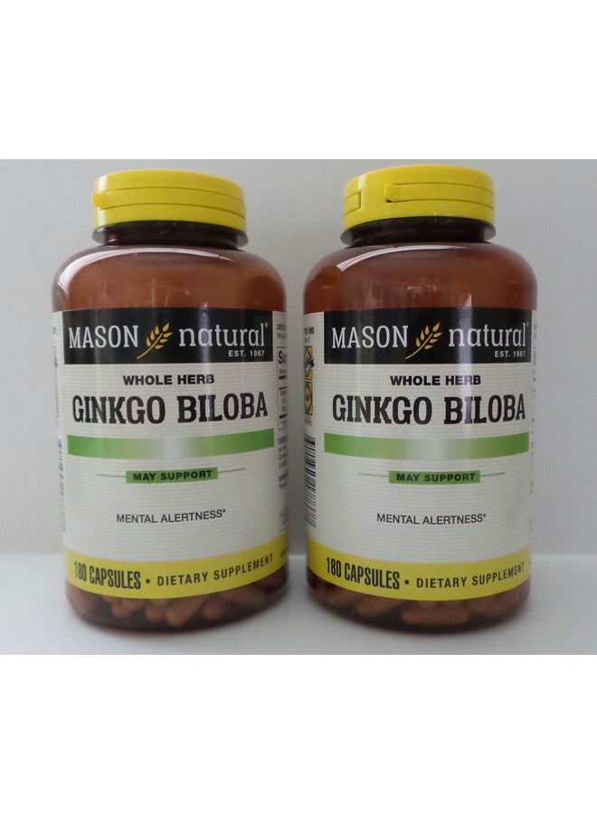 MASON Vitamins Ginkgo Biloba 500 Mg 180 Gelatin Capsules Per Bottle Pack Of 2 Bottles Total 360 Capsules - Image 1