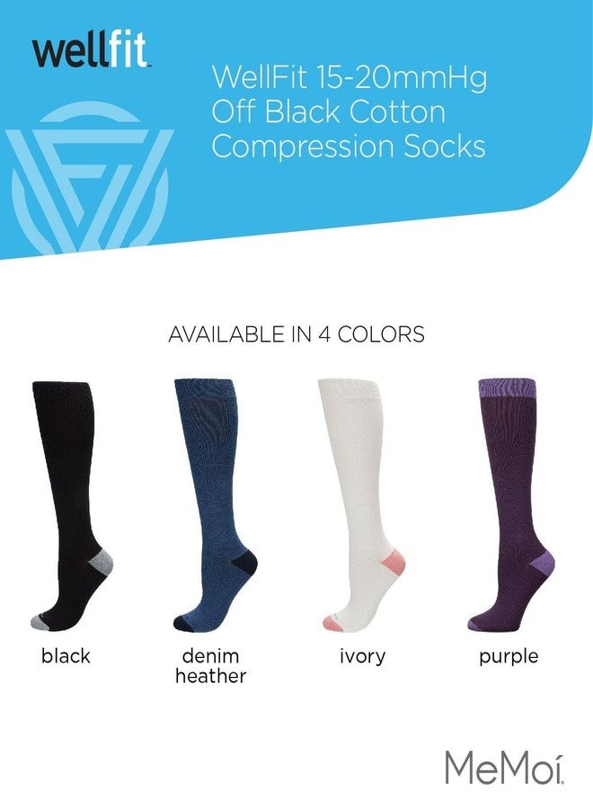 MeMoi Wellfit WellFit 15-20mmHg Off Black Cotton Compression Socks - Image 2
