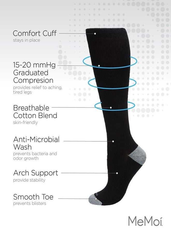 MeMoi Wellfit WellFit 15-20mmHg Off Black Cotton Compression Socks - Image 3