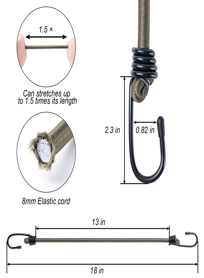 Aegero 18inch Bungee Cords with Hooks,6Pcs Heavy Duty Extra Strong Outdoor Elastic Rope,Multi-Purpose Elastic Bungee Straps for Luggage,Camping,Tarps,Bike Rack,Outdoor Tent,Weatherproof（Black） - Image 2