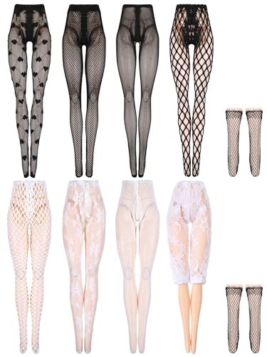 Sotiff 10 Pairs Doll Lace Stockings Handmade Long Sock Christmas Doll Accessories Legging for DIY Clothes ToyMesh Style - Image 1
