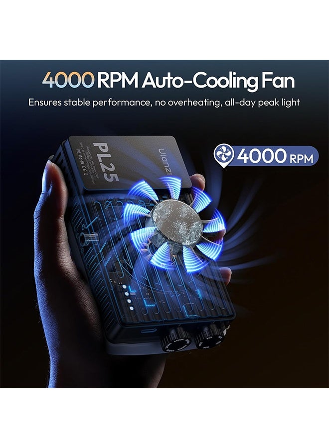 ULANZI PL25 Video Light, 25W LED Camera Light Mini Panel Bi-Color for DSLR Photography, 3200Lux, CRI≥96 2700K-6500K, 2000mAh Rechargeable Portable On-Camera Lighting for Photo, Video, YouTube, Vlog - Image 5