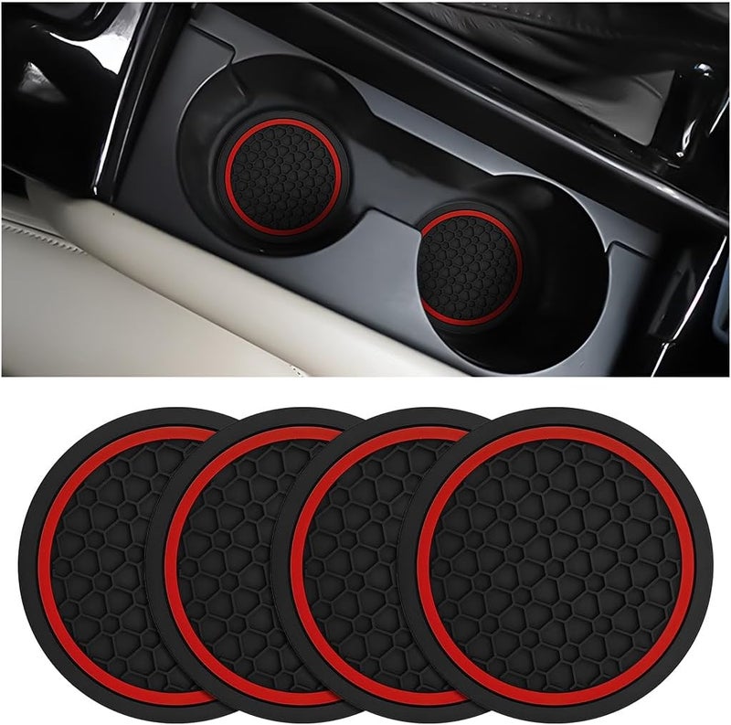 Car Cup Holder Coasters 2.75-Inch Silicone Honeycomb Anti-Slip Dustproof Cup Holder Liners - Universal Fit High Temperature Resistant Vehicle Cup Coasters for Automotive Truck RV Interior Use - Image 1