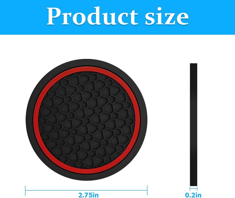 Car Cup Holder Coasters 2.75-Inch Silicone Honeycomb Anti-Slip Dustproof Cup Holder Liners - Universal Fit High Temperature Resistant Vehicle Cup Coasters for Automotive Truck RV Interior Use - Image 2