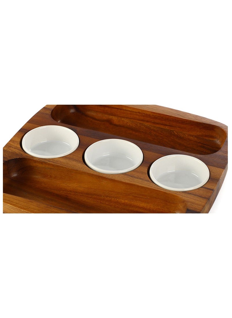 Two Side Chip And Three Bowls Serving Tray