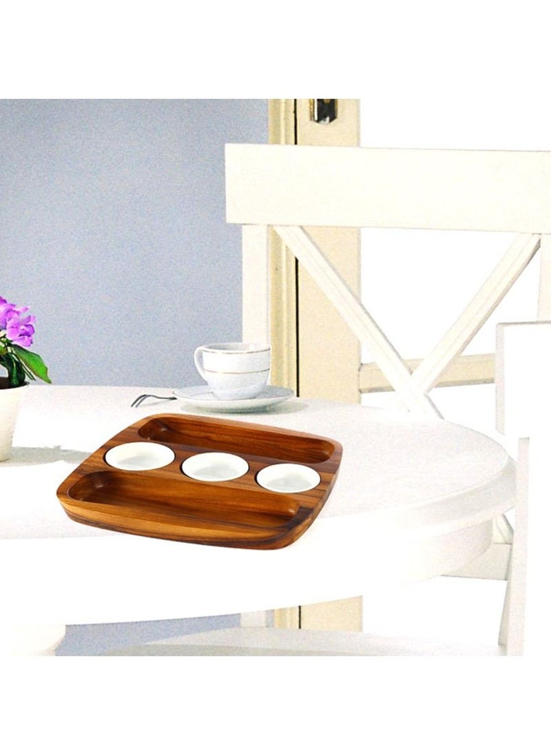 Two Side Chip And Three Bowls Serving Tray