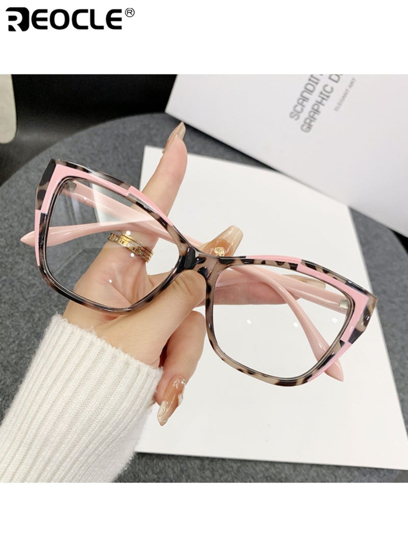 ريوكل نظارات نسائية بإطار عين القطة بتصميم بانك، مع خاصية حجب الضوء الأزرق، وتصميم سايبربانك، وعدسات مسطحة، وهيكل خفيف الوزن، للاستخدام اليومي. - Image 5