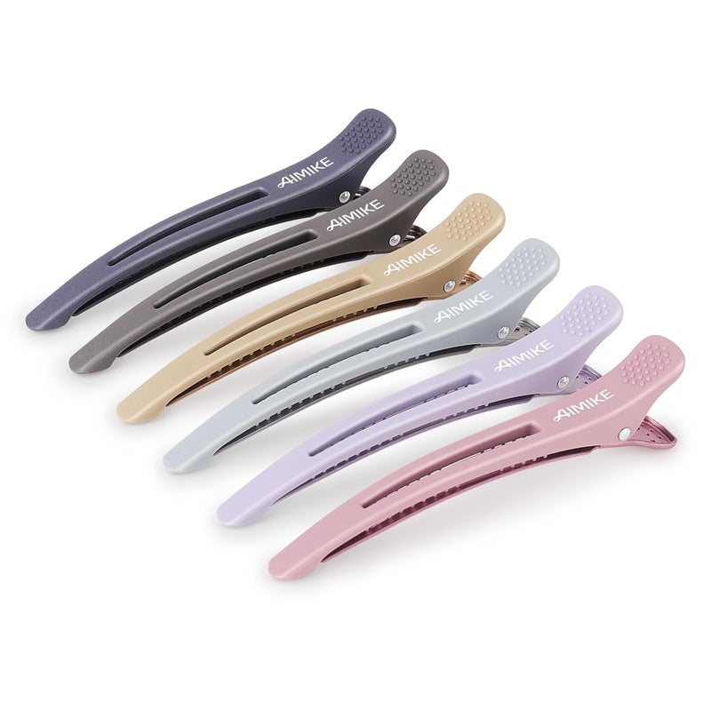 AIMIKE 6pcs Professional Hair Clips for Styling Sectioning AntiSlip NoTrace Duck Billed Hair Clips with Silicone Band Salon and Home Hair Cutting Clips for Hairdresser Women Men  43 Long