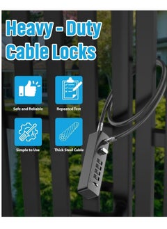 Generic Combination Lock Cable Security Steel Cable Luggage Lock Weatherproof with Resettable Code, Braided Steel Coated Anti-Theft Cable Lock, Luggage Suitcase Gun Case Toolbox Helmet Gray 2.3Feet 5 mm  - Image 3