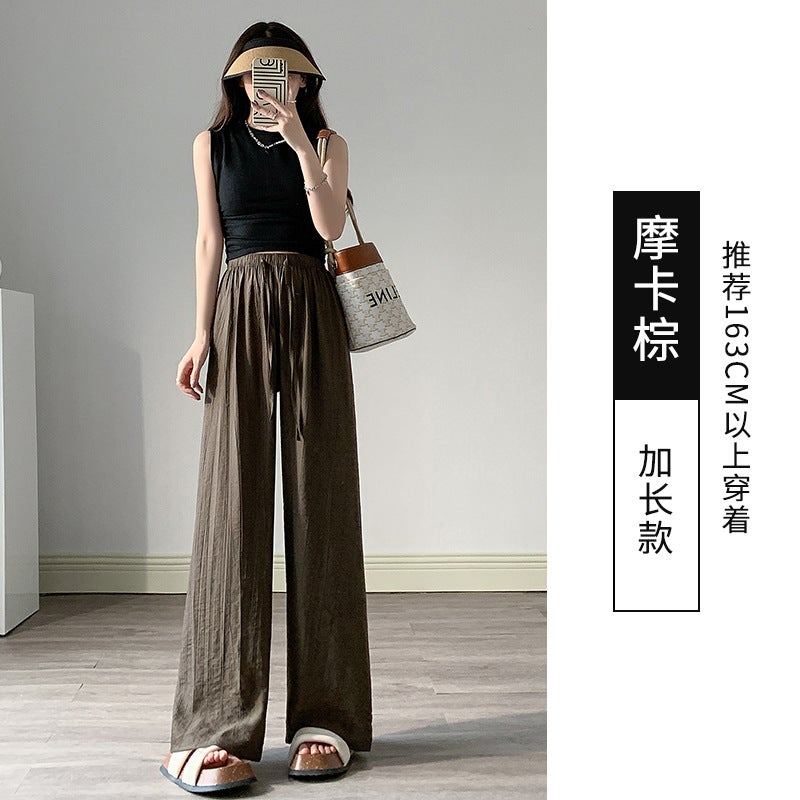 Wide-Leg Pants For Women 2023 Summer Thin High-Waisted Draped Zen Pleated Floating Pants Japanese Style Style Style Lazy Loose Casual Pants - Image 1