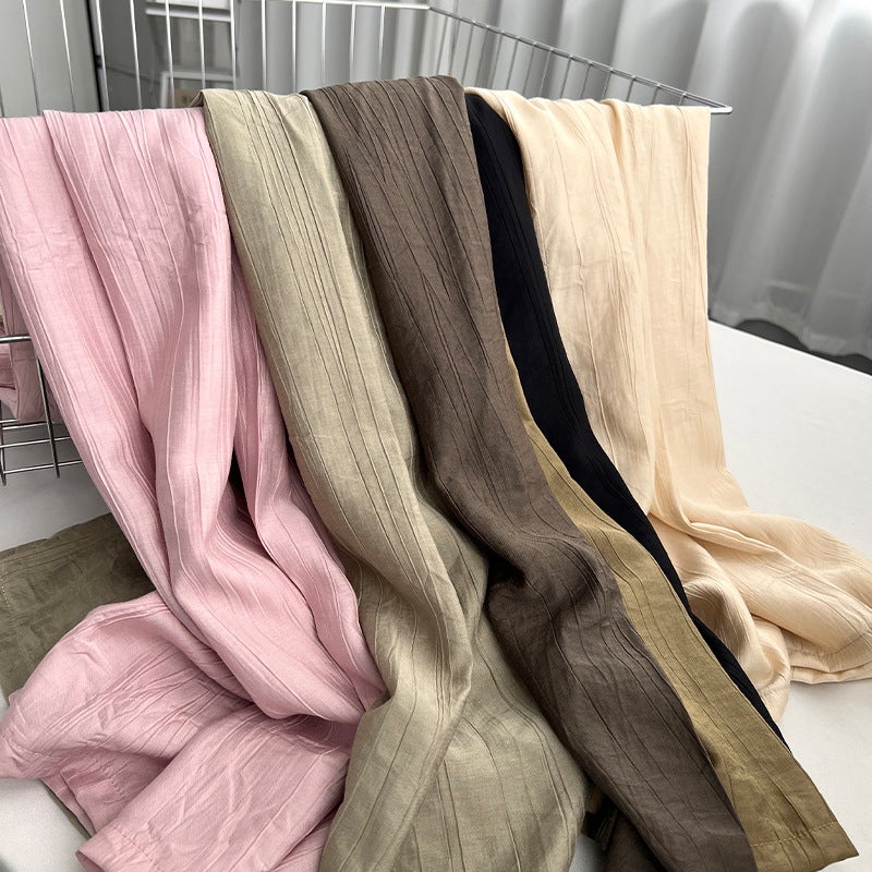 Wide-Leg Pants For Women 2023 Summer Thin High-Waisted Draped Zen Pleated Floating Pants Japanese Style Style Style Lazy Loose Casual Pants - Image 3