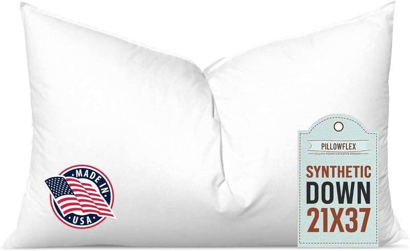 PILLOWFLEX Synthetic Down Pillow Insert - 21x37 Down Alternative Pillow, Ultra Soft Oversized King Bed Sleeping Pillow, Large Rectangle Sham - 1 Decorative Pillow Form - Image 1