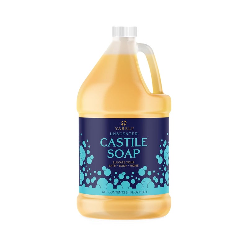 Pure Castile Soap Liquid Unscented with All Organic Oils for Adults Kids and Babies as Body Wash or Hand Soap 64oz Refill