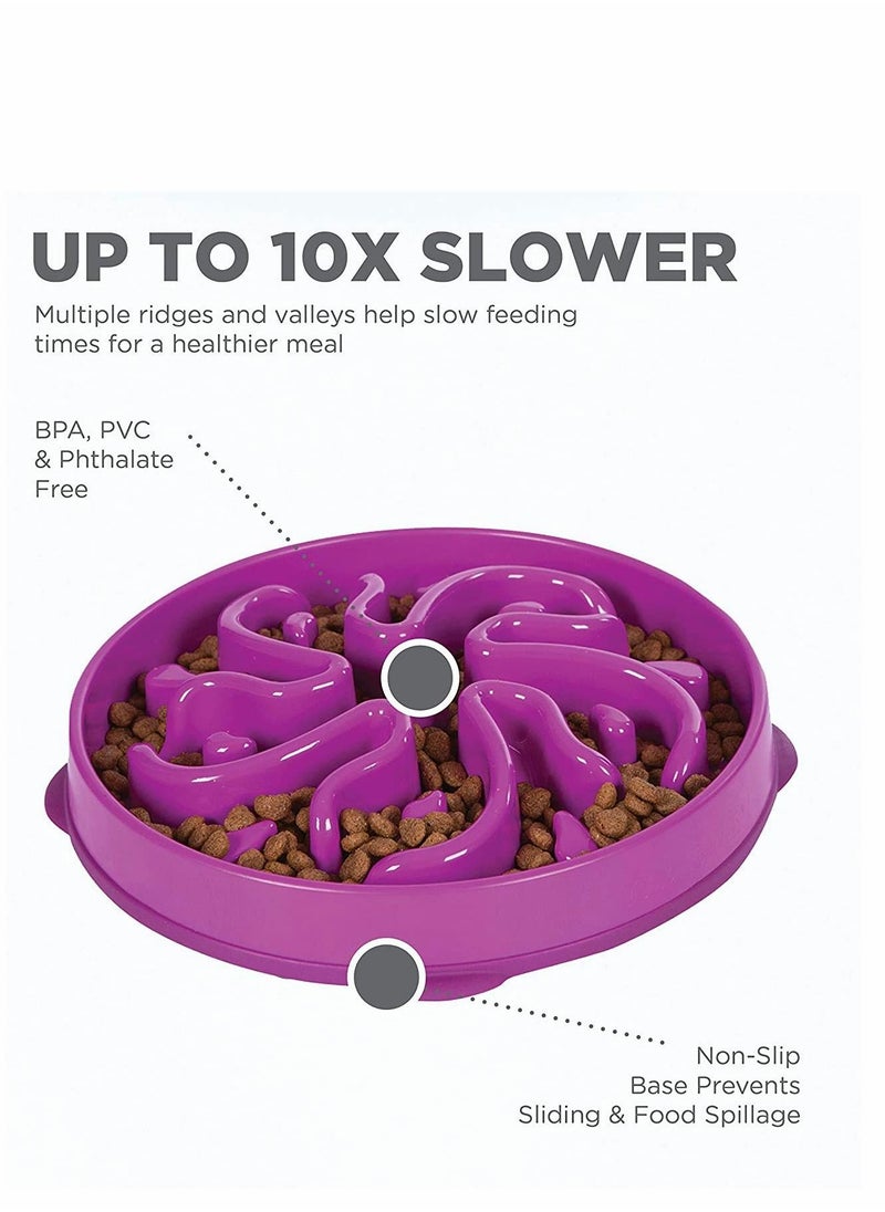 SYOSI - Slow Feeder Fun Feeder Dog Bowl Without Suffocation Slow Feeder Expansion Stop Dog Food Water Bowl With Interesting Pattern (Purple) - Image 1