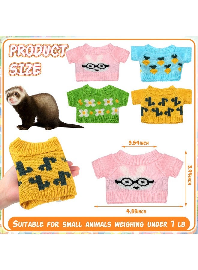 Leitee 4 Pcs Easter Ferret Clothes Hamster Sweater Guinea Pig Clothes Bunny Costume Knitted Sweatshirt for Warm Winter Easter Vest Clothing Ferret Accessories Kit Small Animal Outfit - Image 2