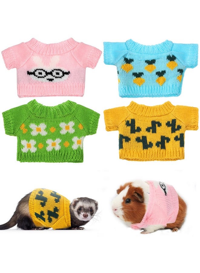 Leitee 4 Pcs Easter Ferret Clothes Hamster Sweater Guinea Pig Clothes Bunny Costume Knitted Sweatshirt for Warm Winter Easter Vest Clothing Ferret Accessories Kit Small Animal Outfit - Image 1