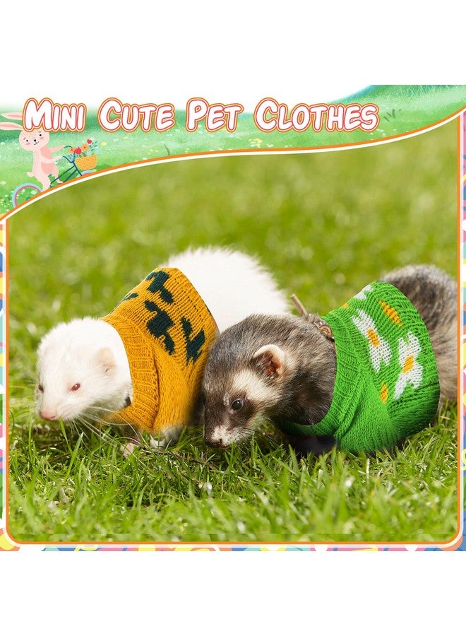 Leitee 4 Pcs Easter Ferret Clothes Hamster Sweater Guinea Pig Clothes Bunny Costume Knitted Sweatshirt for Warm Winter Easter Vest Clothing Ferret Accessories Kit Small Animal Outfit - Image 5