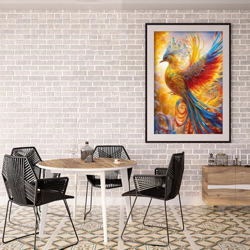 Jasol Diamond Painting Kit, 40x30 Cms, Full Drill, 5D Crystals, Home Wall Decor Gift Set (Phoenix Bird M45610) - Image 2