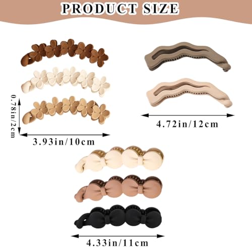 Heogacinlia 8 Pcs Bow Banana Clips Flower Banana Hair Clip Wavy Shape Large Claw Clips Matte Strong Hold Ponytail Holder Barrettes Styling Accessories for Women Girls Thick Thin Hair - Image 3