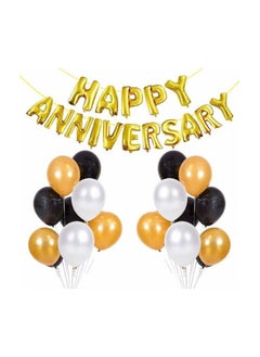 Party Time 46-Pieces Happy Anniversary Decoration with 30pcs Latex Blloons and Happy Anniversary Foil Banner For Wedding Anniversary Party Decoration Set - Party Supplies