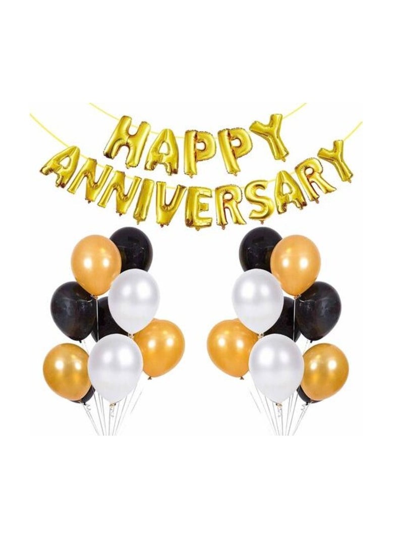Party Time - Party Time 46-Pieces Happy Anniversary Decoration with 30pcs Latex Blloons and Happy Anniversary Foil Banner For Wedding Anniversary Party Decoration Set - Party Supplies - Image 1