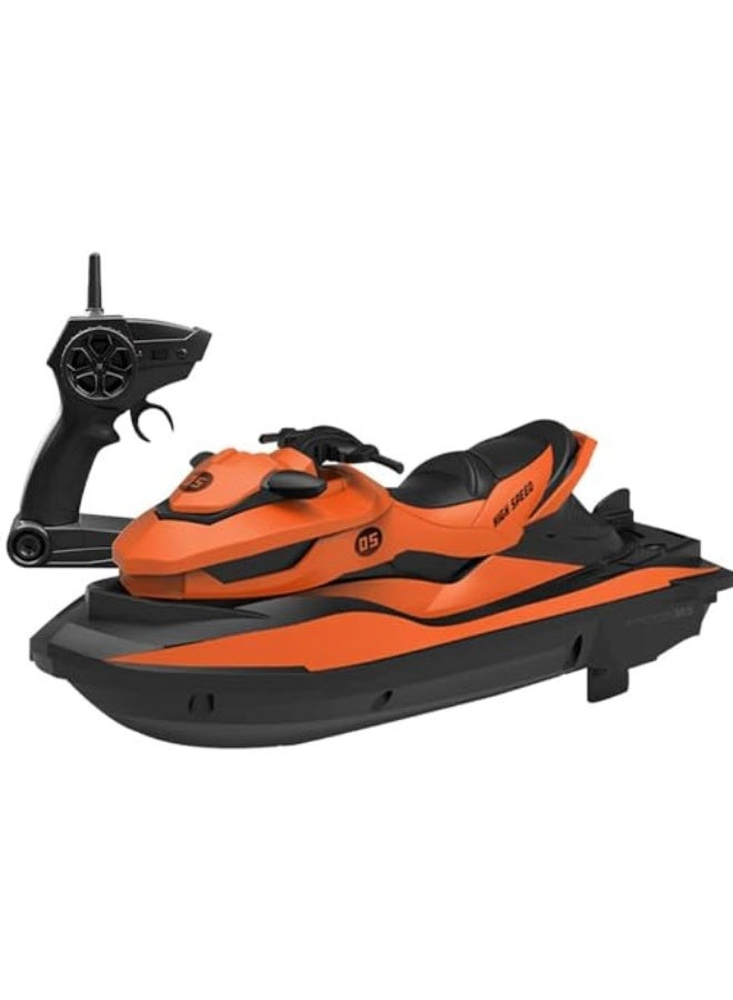 Kids RC Boat, 2.4G Remote Control Jet Ski High Speed Speed Boat for Pool and Lake Kids RC Boat Water Toys (Orange) - Image 2
