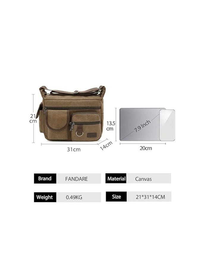 FANDARE Canvas Crossbody Bag Messenger Bag Satchel Shoulder Bag Working Bag Bookbag Briefcase for Men and Women - Image 3