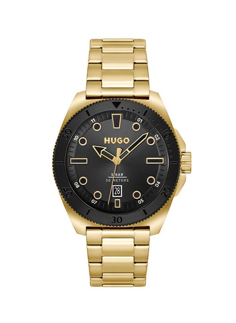 Men Analog Round Shape Stainless Steel Wrist Watch 44 mm