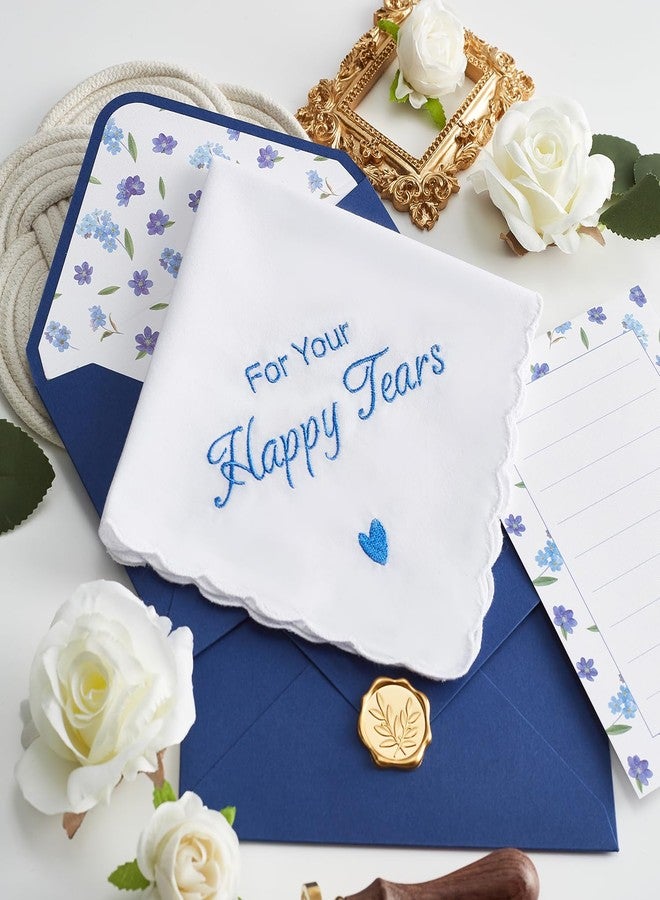 AKITSUMA Happy Tears Handkerchief Wedding Gifts Something Blue Gift for Bride to Be Mother of the Bride and Groom Gift, AKI-103E (1, Blue Envelope) - Image 4