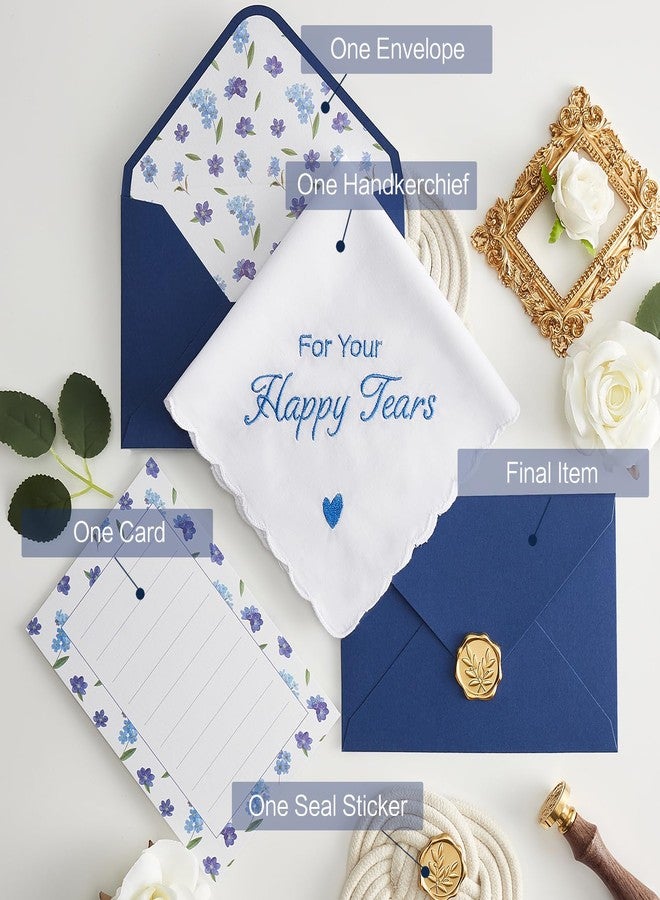 AKITSUMA Happy Tears Handkerchief Wedding Gifts Something Blue Gift for Bride to Be Mother of the Bride and Groom Gift, AKI-103E (1, Blue Envelope) - Image 2