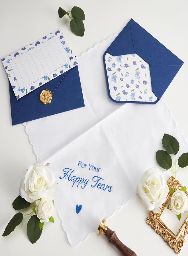 AKITSUMA Happy Tears Handkerchief Wedding Gifts Something Blue Gift for Bride to Be Mother of the Bride and Groom Gift, AKI-103E (1, Blue Envelope) - Image 5