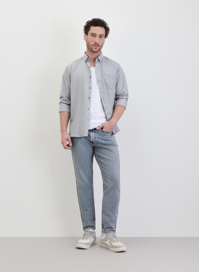 Styli Solid Oxford Regular Fit Spread Collar Shirt - Image 2