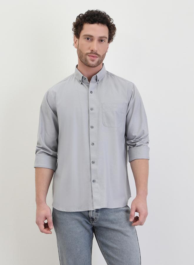 Styli Solid Oxford Regular Fit Spread Collar Shirt - Image 1