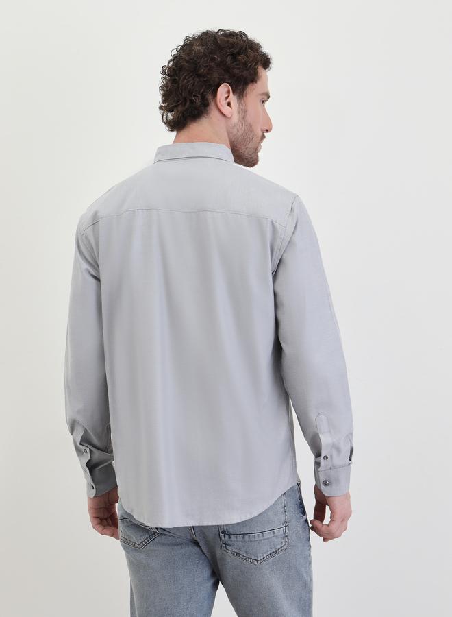 Styli Solid Oxford Regular Fit Spread Collar Shirt - Image 4