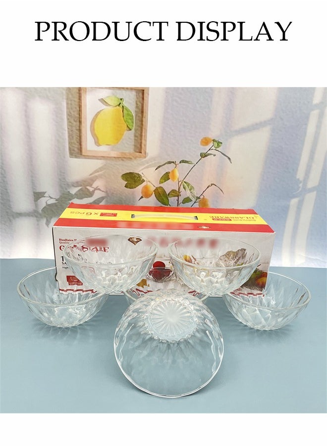 DUNISO Six-Piece Set, Glass Bowl Set, Fruit Bowl, Salad Bowl, Snack Bowl, Heat-Resistant, Highly Resistant To Breakage, Transparent, Can Be Used For Salads, Soups, Desserts, Fruits, Pasta, Curry, Popcorn, Cereal Bowls, Party Catering Mixing Bowls, Dips, Desserts, Tea Bags, Dips, Sauces, Snack Plates  - Image 3