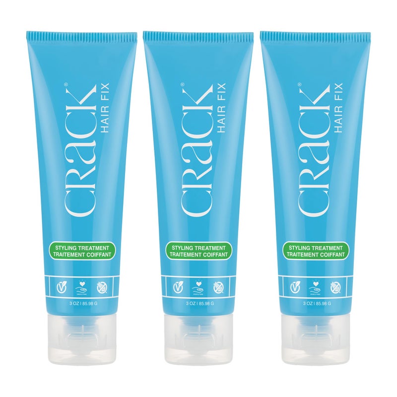 Crack HAIR FIX Styling Treatment - Multi-Tasking, Anti-Frizz, Leave-In Styling Cream with Protection from Humidity, Chlorine, Heat Treatments & Sun, 3 oz (Pack of 3) - Image 1