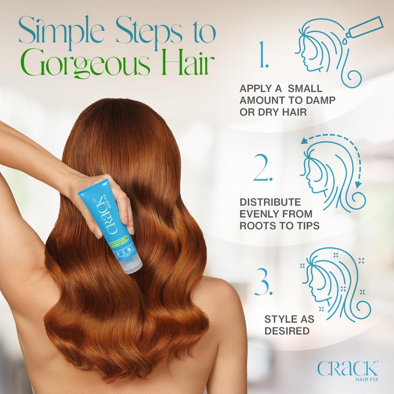 Crack HAIR FIX Styling Treatment - Multi-Tasking, Anti-Frizz, Leave-In Styling Cream with Protection from Humidity, Chlorine, Heat Treatments & Sun, 3 oz (Pack of 3) - Image 5
