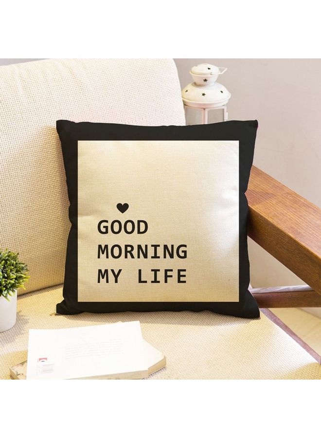 NIBEMINENT Nordic Alphabet Printed Cushion Cover Beige/Black