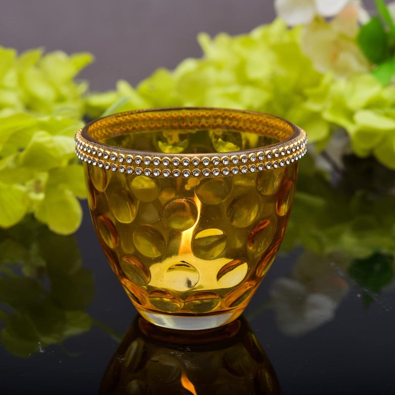 OGGN Decorative Votive Glass Tealight Candle Holders Set of 2 Colorful TLight Holder Round Votives Diwali Decoration Items Christmas Tealights Ideal for Centerpiece Festive Dcor Pack of 2 - Image 4