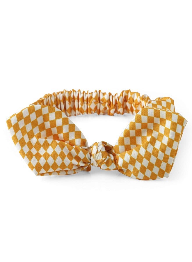 Arendelle Yellow Checks Rabbit Ear Knot Headband for Baby Girls [AHA136] - Image 1