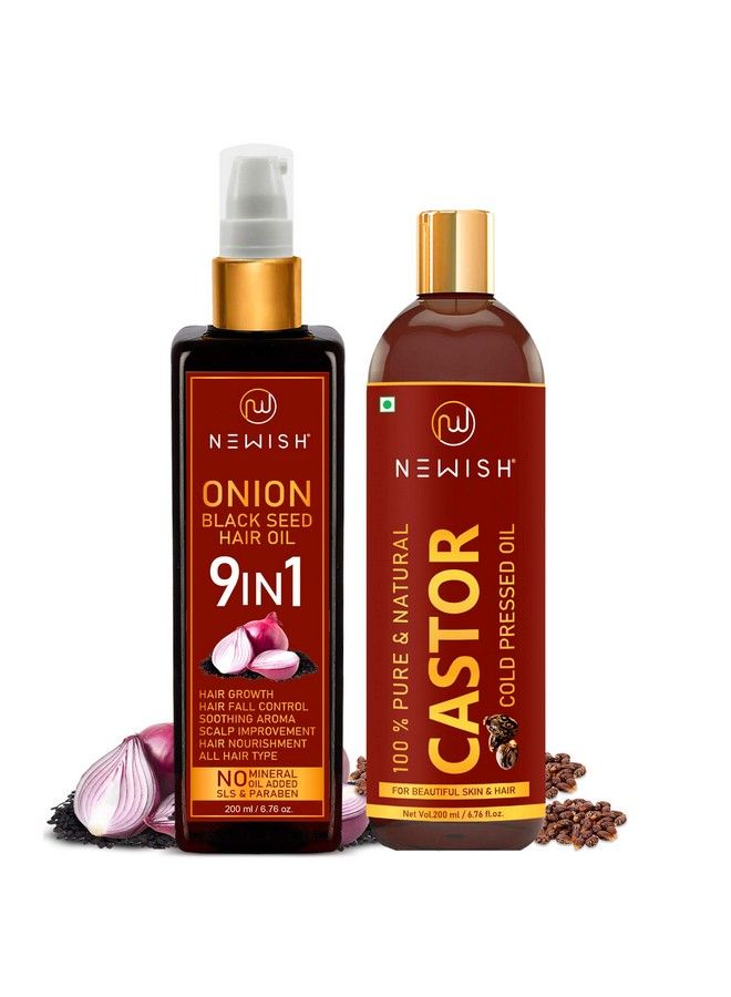 Newish Red Onion Black Seed Oil & Organic Cold Pressed Castor Oil For Hair Growth And Skin Care Women & Men - Image 2