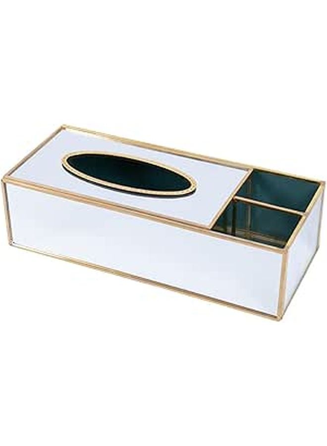 Brass Mirrored Glass Tissue Box Holder With Dustproof Design For Home Bathroom Decor - Image 1